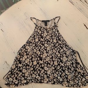 black floral halter tank top